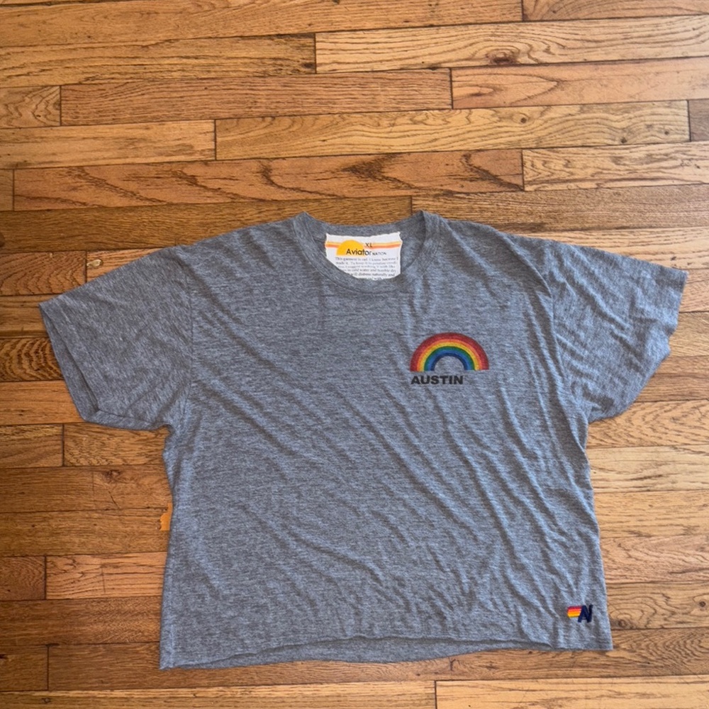 Aviator Nation Gray and Red Short Sleeve Tee